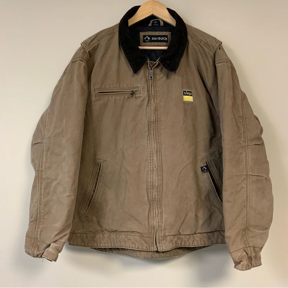 Dri-Duck Utility Coat Mens 2XL Tan Work Canvas Jacket Full Zip Winter Heavy Duty